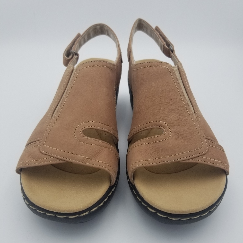 Clarks Brown Nubuck Slingback Wedge Sandal - Picture 3 of 14